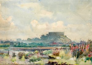 A Distant Prospect of Nottingham Castle at Sunset by Walter Bonner Gash
